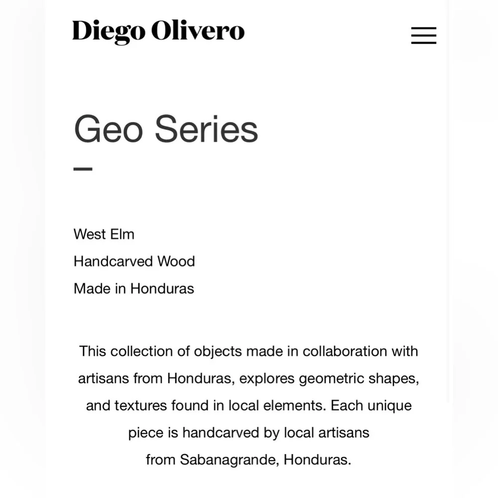 West Elm x Diego Olivero Geo Series Carved Wood Decor